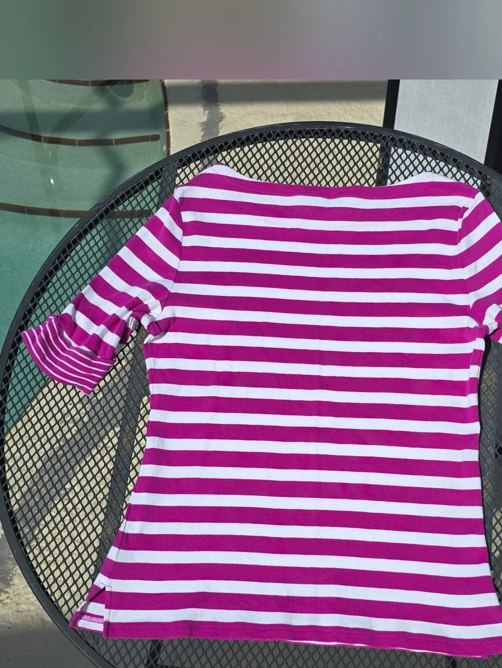 Ralph Lauren Pink and White Striped Boatneck Top - Picture 2 of 7